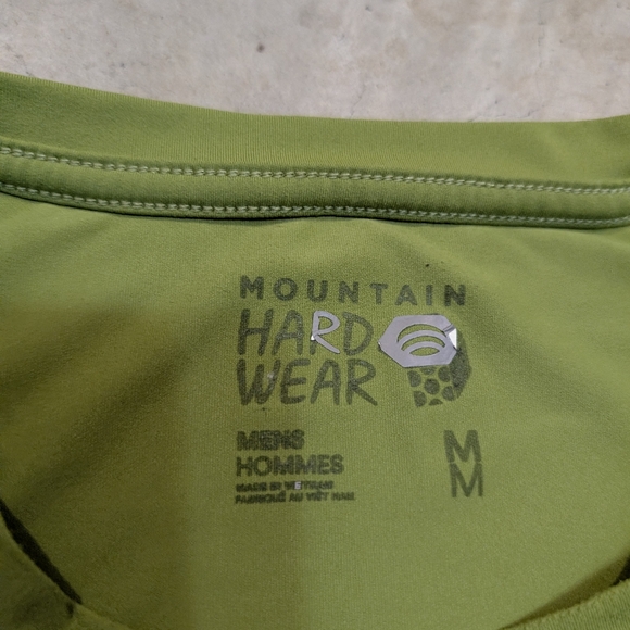 Mountain Hardwear Mens M Green Stretch Long Sleeve Shirt Outdoor Thumb Holes - Picture 2 of 7